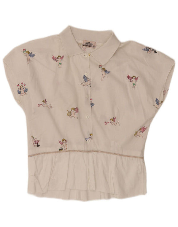 GYMNASIUM Blusa gráfica para mujer Top UK 40 Grande Algodón blanco roto