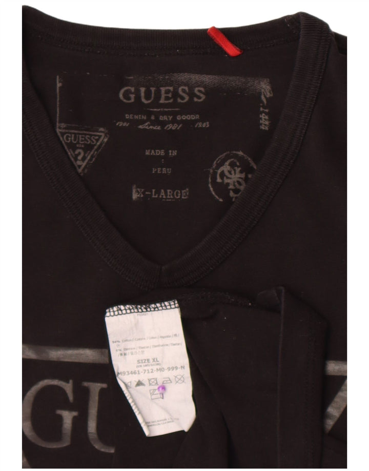 Guess Mens Graphic Top Manga Larga XL Algodón Negro