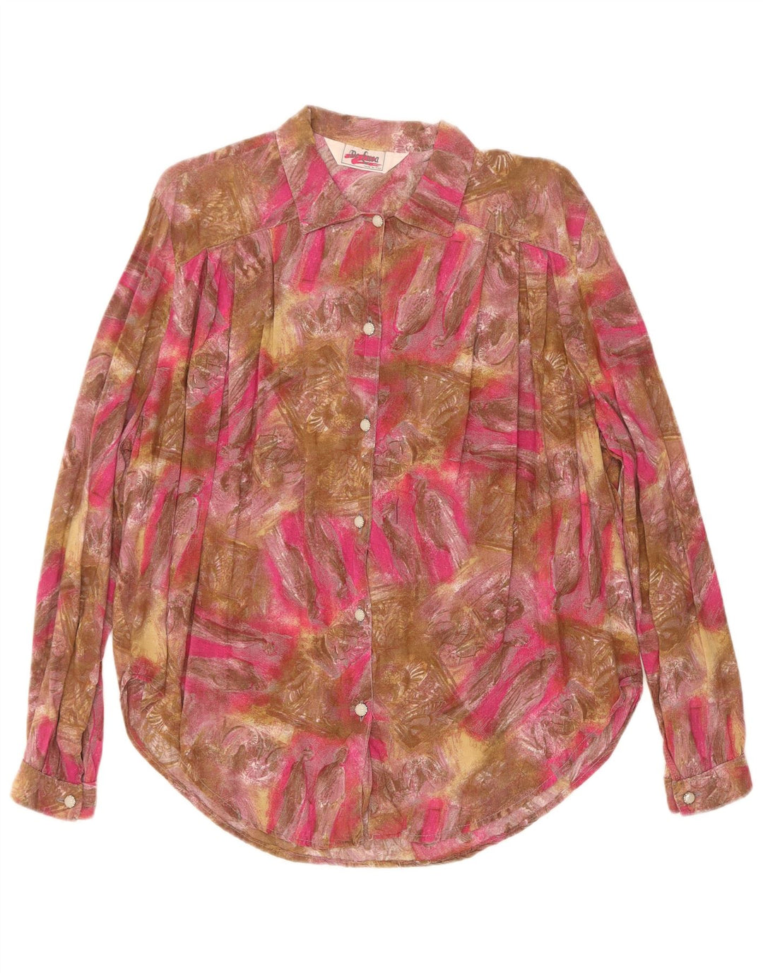 Vintage mujer patrón abstracto camisa blusa Reino Unido 18 XL multicolor