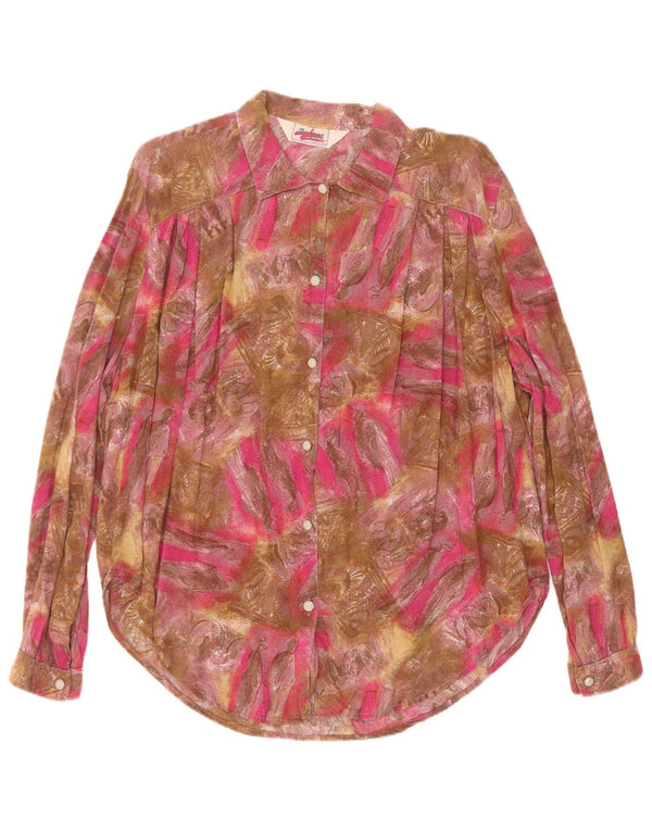 Vintage mujer patrón abstracto camisa blusa Reino Unido 18 XL multicolor