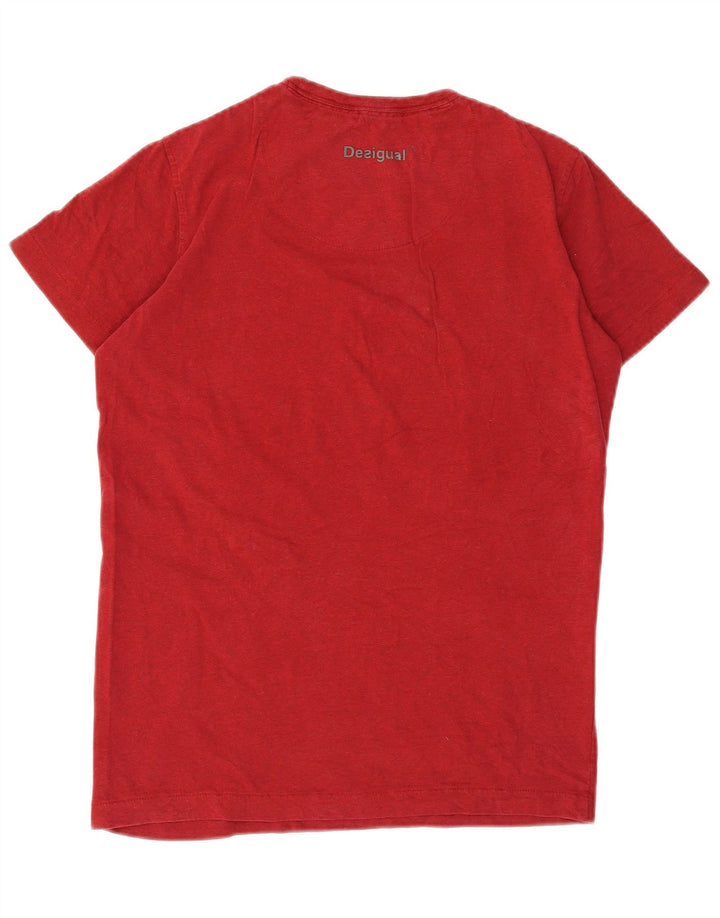 Desigual Hombre Camiseta Gráfica Top Pequeño Algodón Rojo