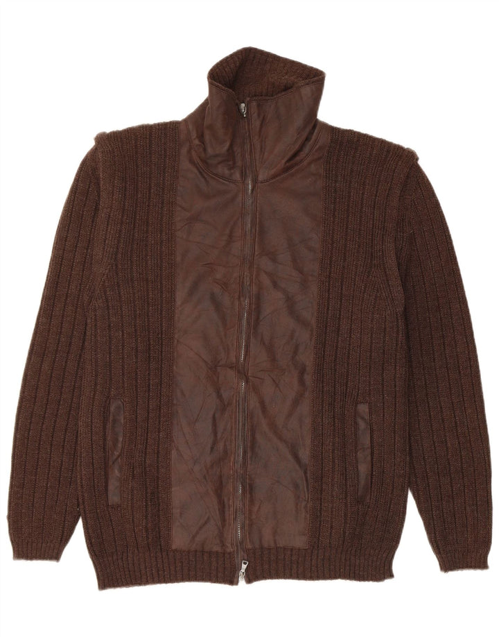 Ashwell Cárdigan para hombre IT 50 Lana virgen marrón medio
