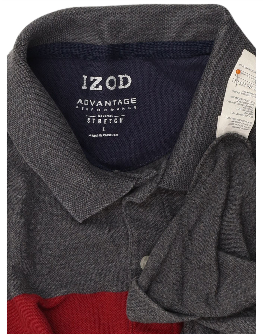 IZOD Polo para hombre de algodón color block gris grande