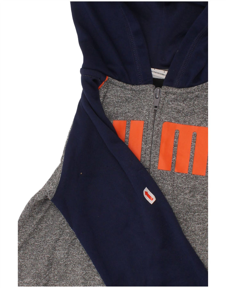 PUMA Sudadera con capucha y cremallera gráfica para niños 5-6 años Gris Poliéster color block