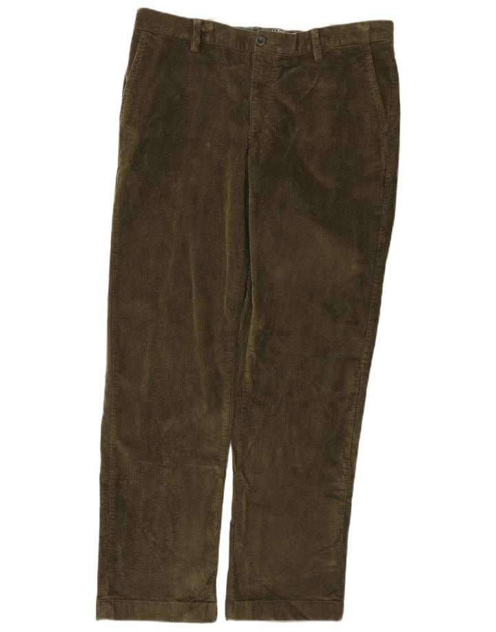 L.L.BEAN Pantalones rectos de pana de corte clásico para hombre W36 L32 Algodón caqui