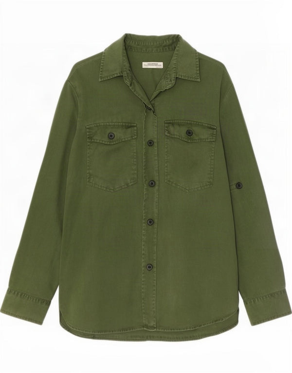 Zara Mujer Camisa Vaquera UK 44 Lyocell Verde Medio
