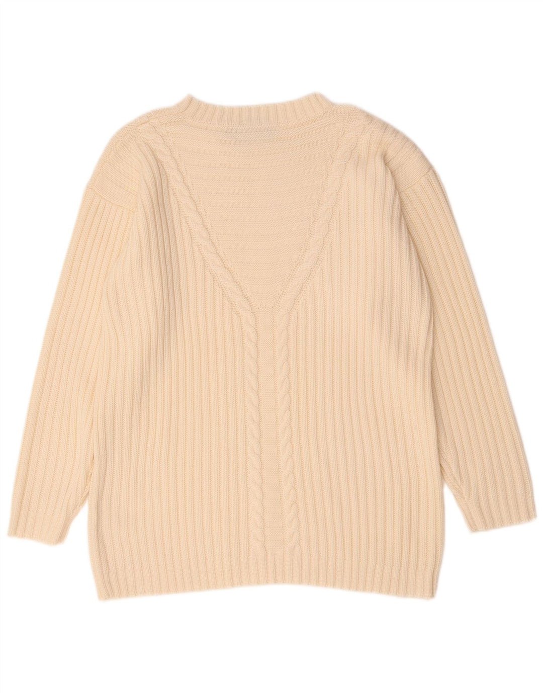 Vintage mujer oversize barco cuello jersey suéter EU 42 grande beige