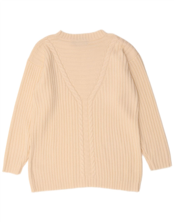 Vintage mujer oversize barco cuello jersey suéter EU 42 grande beige