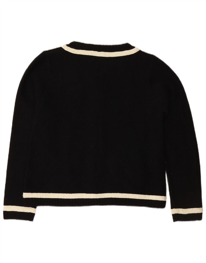 ZARA Mujer Crop Cardigan Suéter UK 40 Mediano Lana Color Block Negro