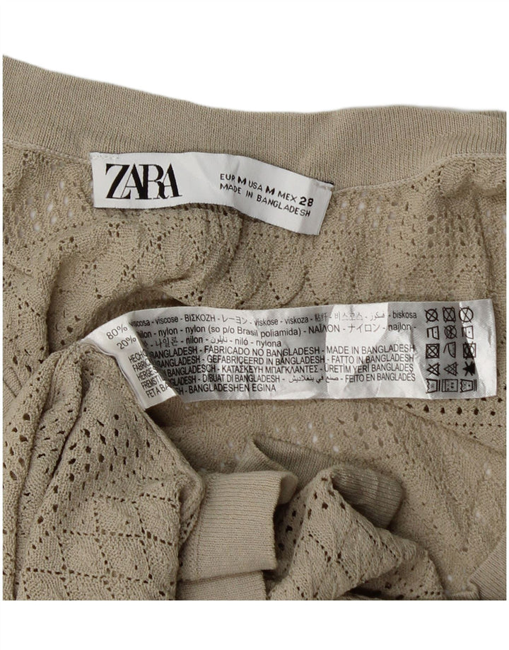 Zara Mujer Top Sin Mangas Transparente UK 42 Viscosa Beige Medio