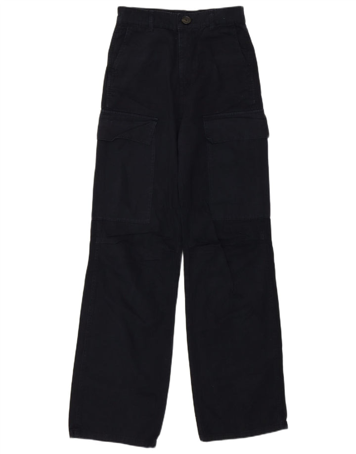 Zara Mujer Pantalones Cargo De Pierna Ancha Y Cintura Alta W22 L31 Algodón Negro