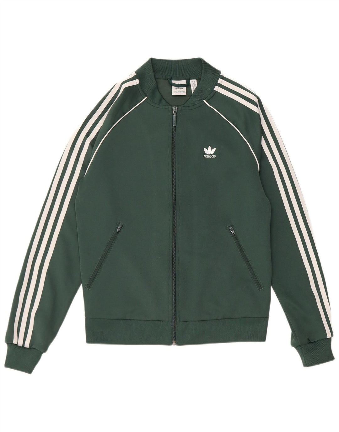 Adidas Mujer Regular Fit Chándal Top Chaqueta UK 10 Pequeño Verde Poliéster