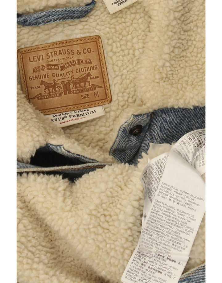 Levi's Chaqueta Sherpa Vaquera para Mujer UK 38 Algodón Azul Medio