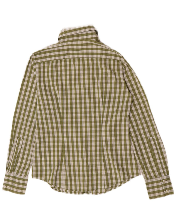 Camisa Benetton Mujer ES 40 Small Algodón Vichy Verde