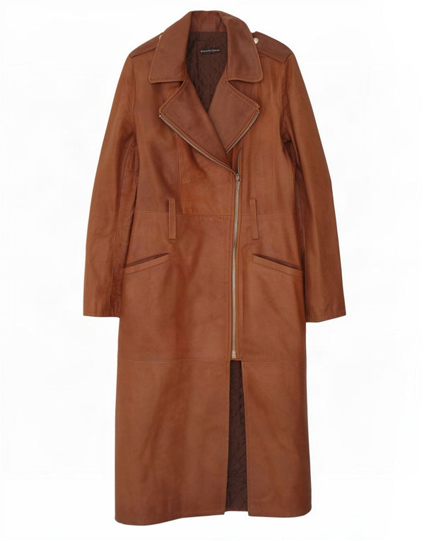 Abrigo de cuero vintage para mujer IT 44 Marrón medio