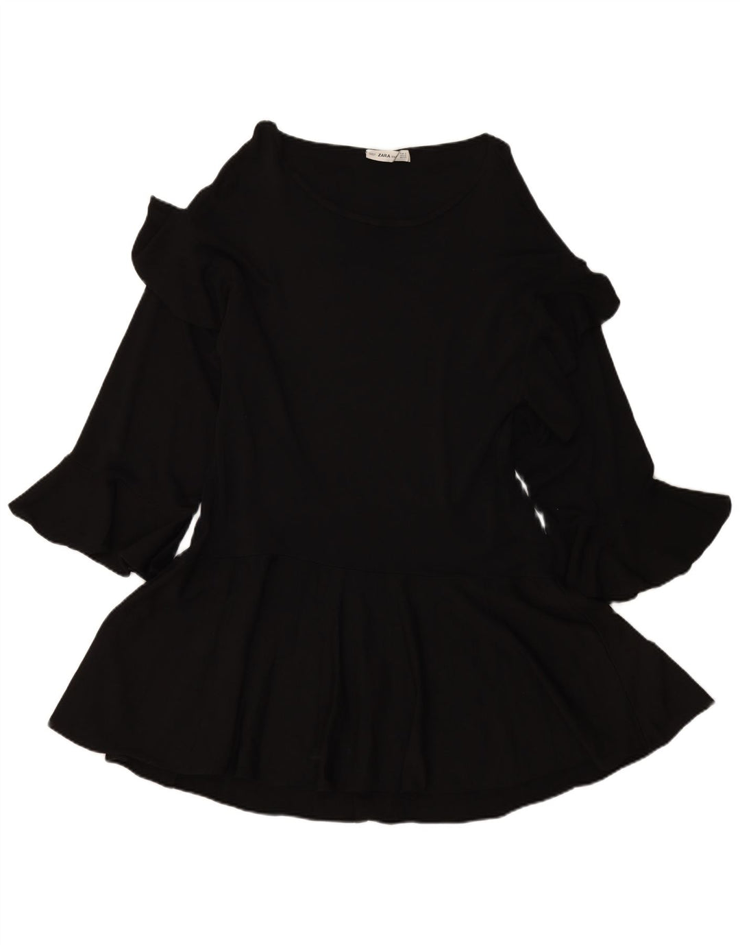 ZARA Vestido tipo jersey de manga larga extragrande para mujer UK 40 Small Negro