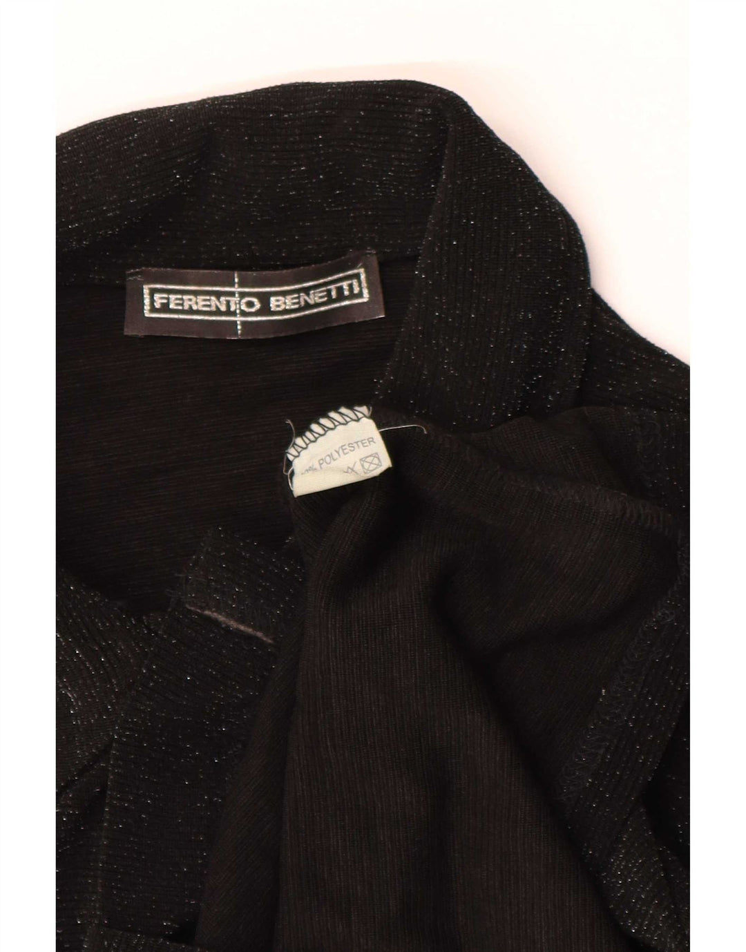 Vintage mujer camisa blusa Reino Unido 8 pequeño poliéster negro
