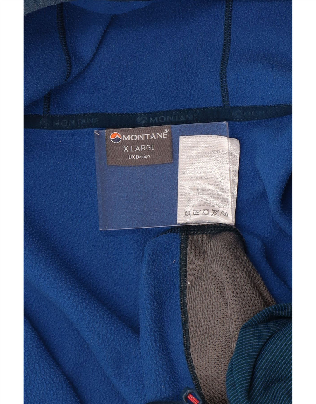 MONTANE Suéter con capucha y cremallera para hombre XL Poliéster a rayas azules