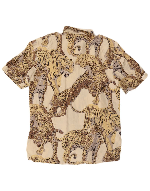 Camisa Carnaby's Mujer Manga Corta IT 40 Small Seda Estampado Animal Beige