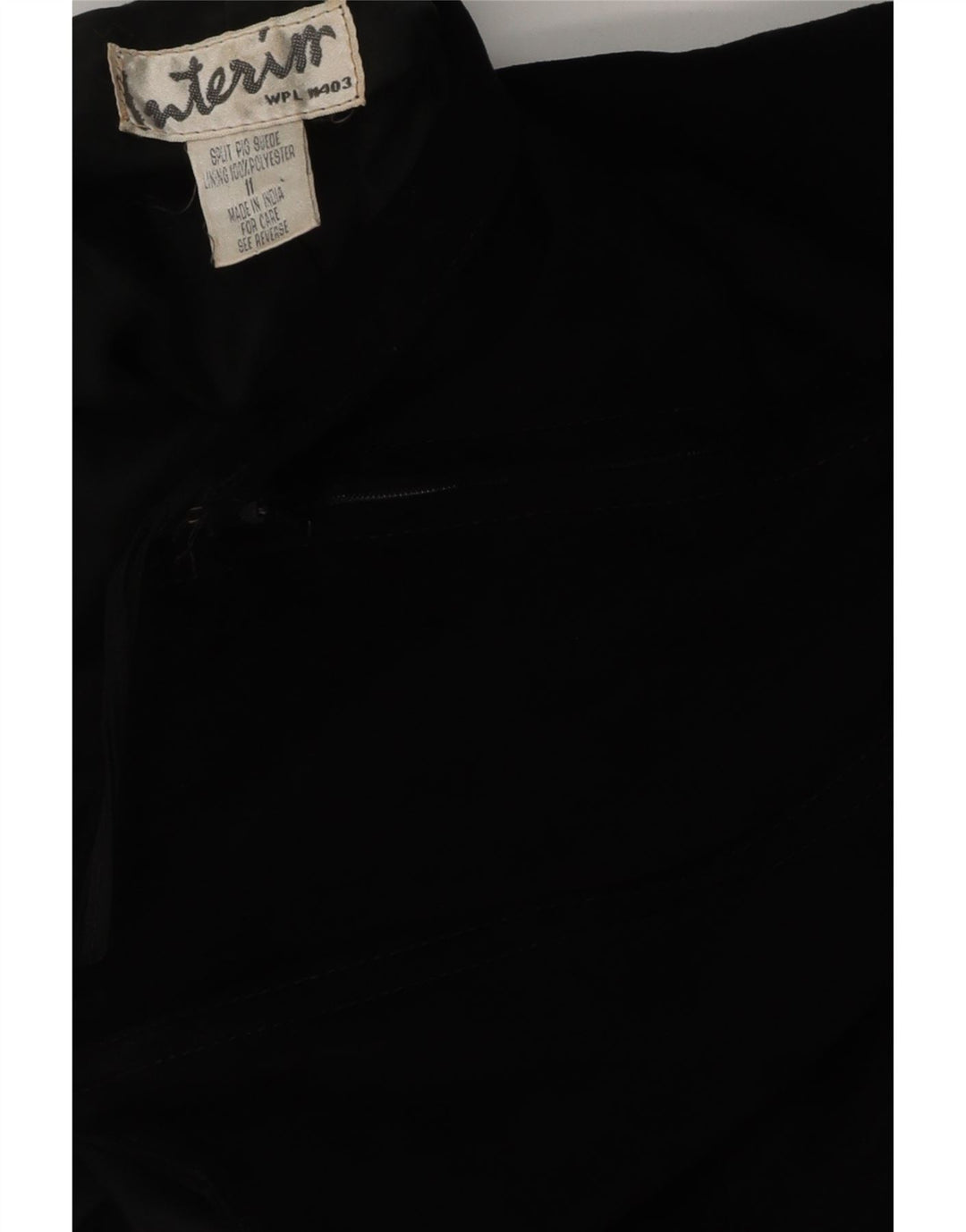 Vintage mujer ante vestido sin tirantes US 11 cuero negro grande