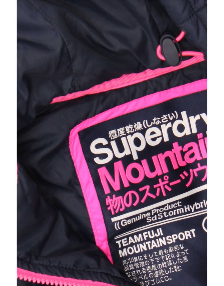 Superdry Chaqueta Acolchada Con Capucha Para Mujer UK 8 Small Poliéster Moteado Azul Marino