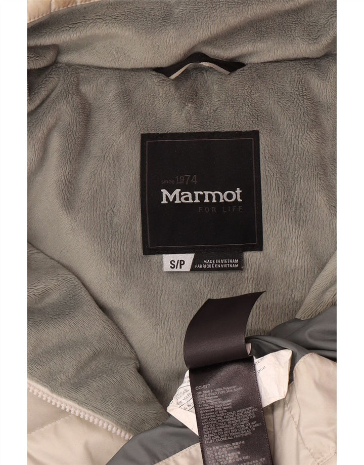 Marmot Mujer Abrigo Acolchado Con Capucha UK 10 Small Off White Poliéster