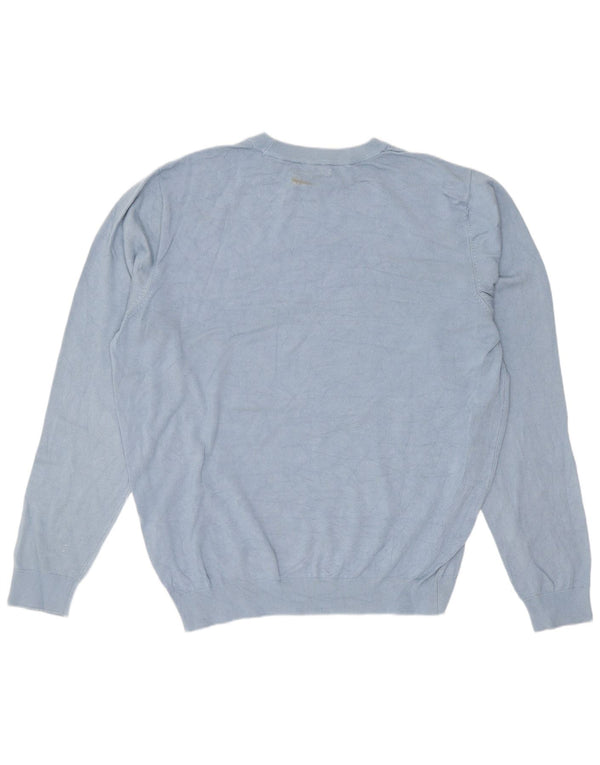 Zara Hombre Jersey De Cuello Redondo Jersey Large Viscosa Azul