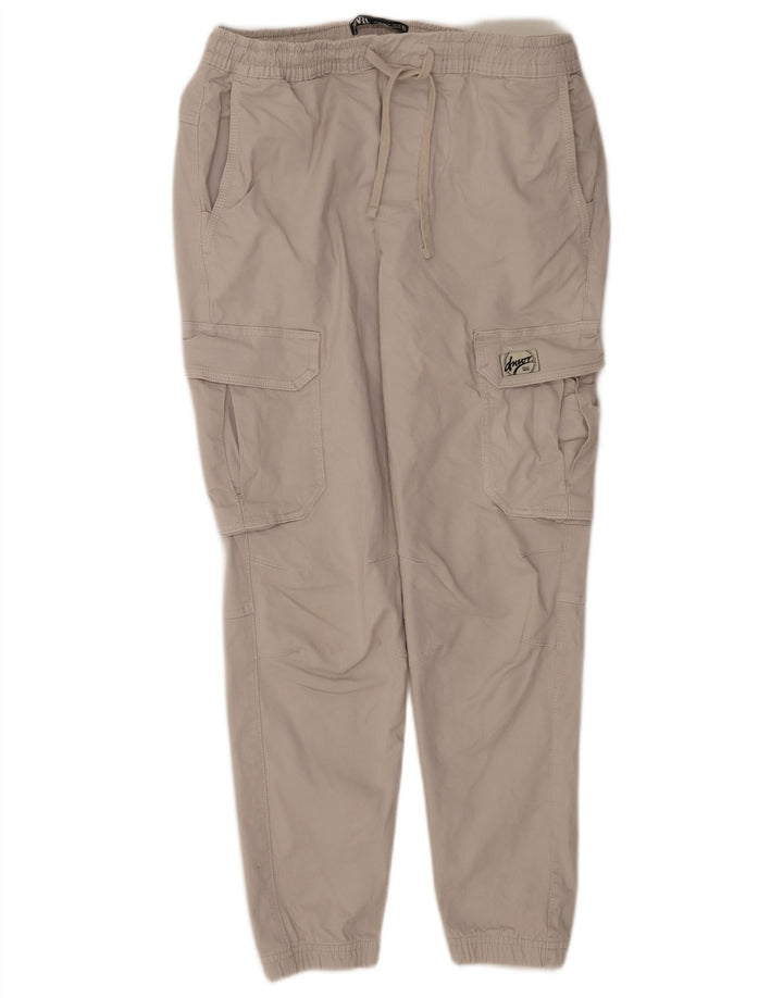 Zara Hombre Joggers Pantalón Cargo Mediano W31 L28 Algodón Gris