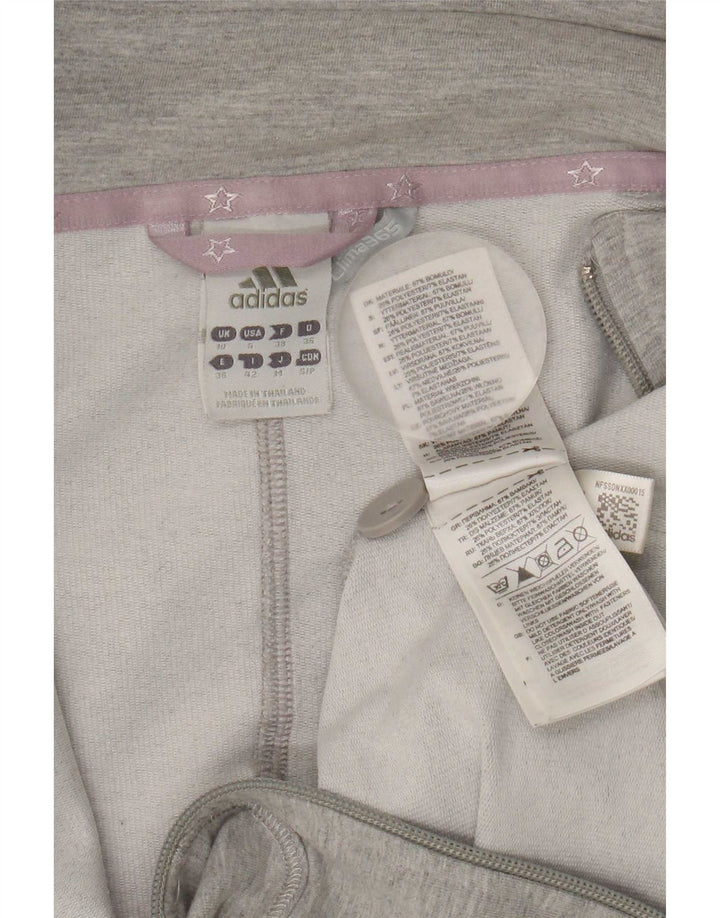 Adidas Mujer Chándal Top Chaqueta Reino Unido 10 Pequeño Gris Algodón
