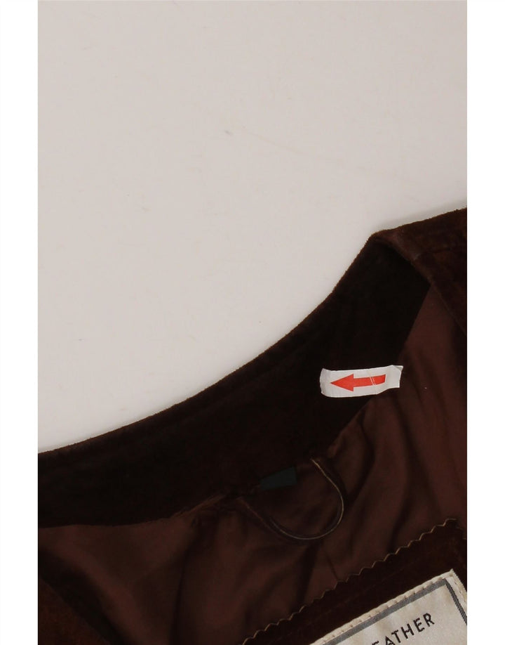 Vintage mujer ante chaqueta EU 38 cuero marrón medio