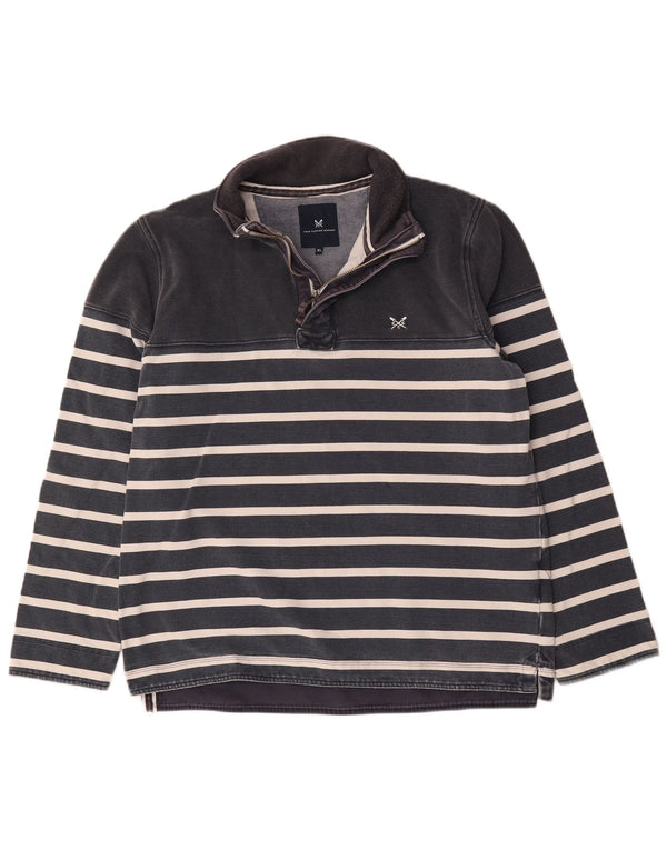Crew Clothing - Sudadera con cuello y cremallera para hombre, talla XL, algodón a rayas, color azul marino