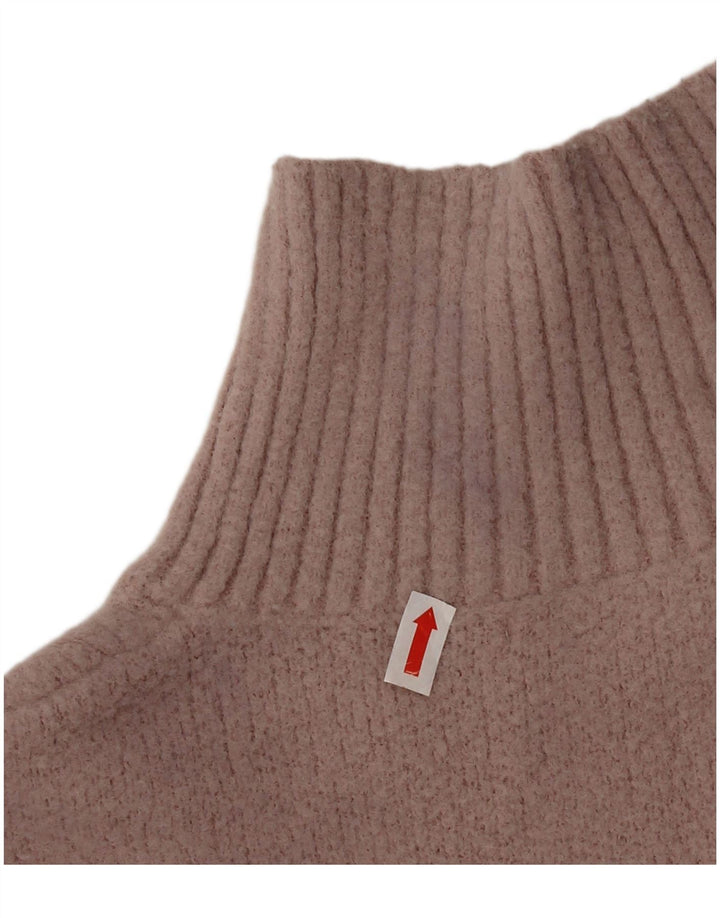 Zara Mujer Crop Turtle Neck Jumper Sweater UK 10 Small Pink Nylon