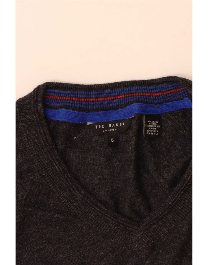 Ted Baker - Jersey con cuello en V para hombre, talla 5 XL, lana gris