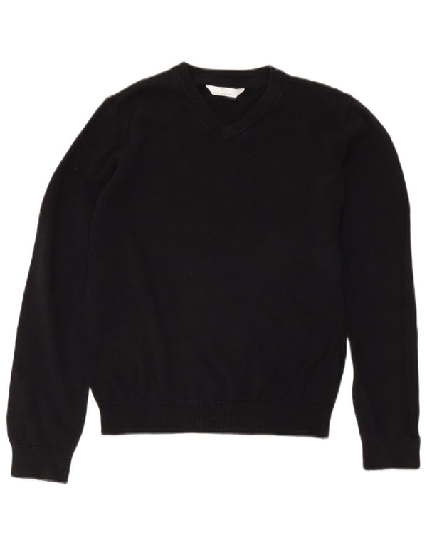 Marks & Spencer Jersey con cuello en V para niños 11-12 años Algodón negro