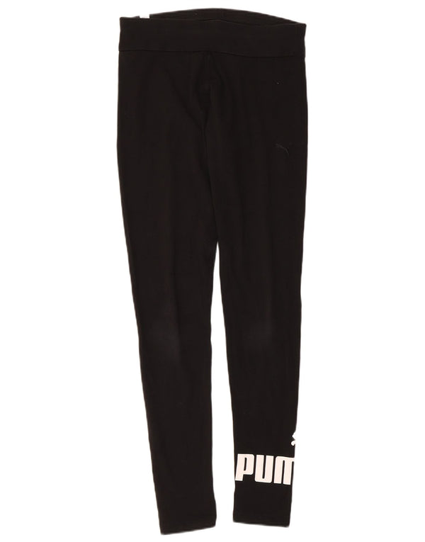 Puma Womens Graphic Leggings UK 12 Medium Black Cotton