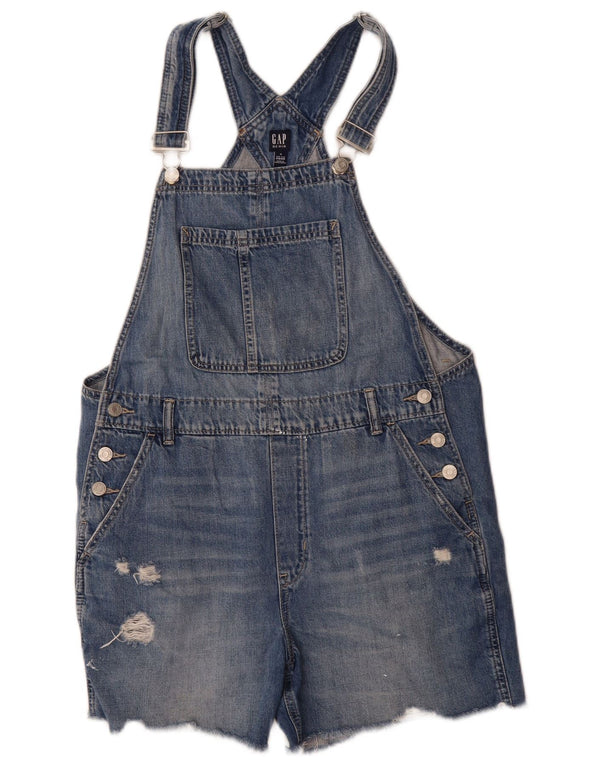 Gap Mujer Peto Desgastado Shorts De Mezclilla Mediano W36 Algodón Azul