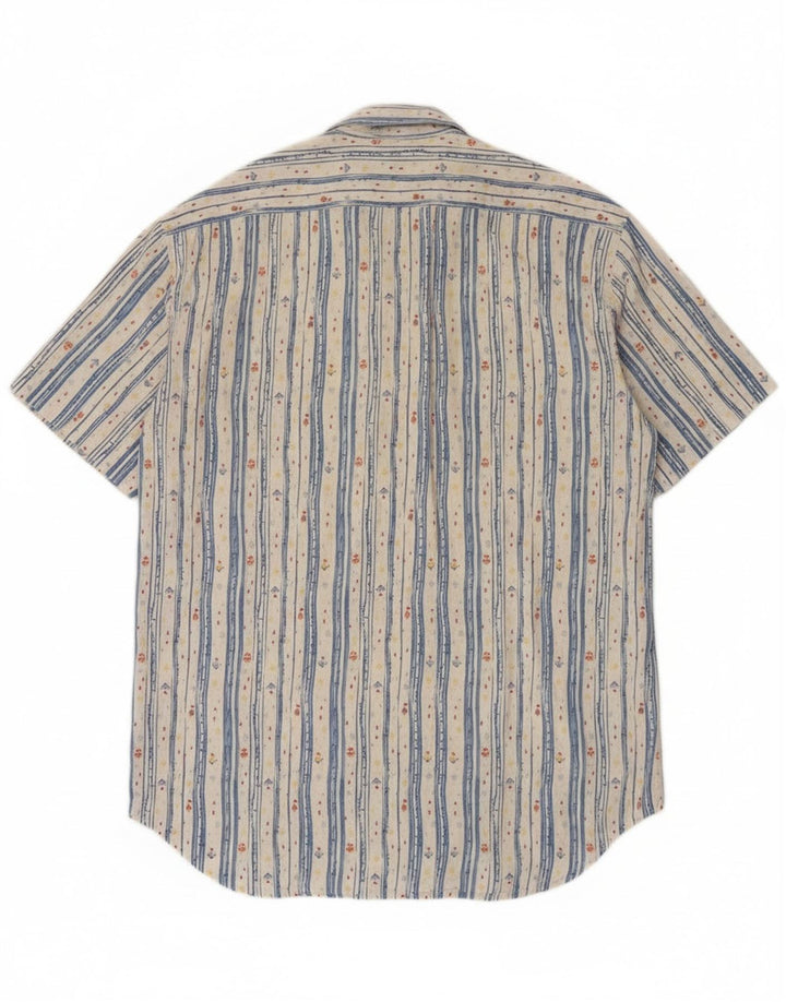 Calvin Klein Camisa de manga corta para hombre de algodón a rayas blancas medianas