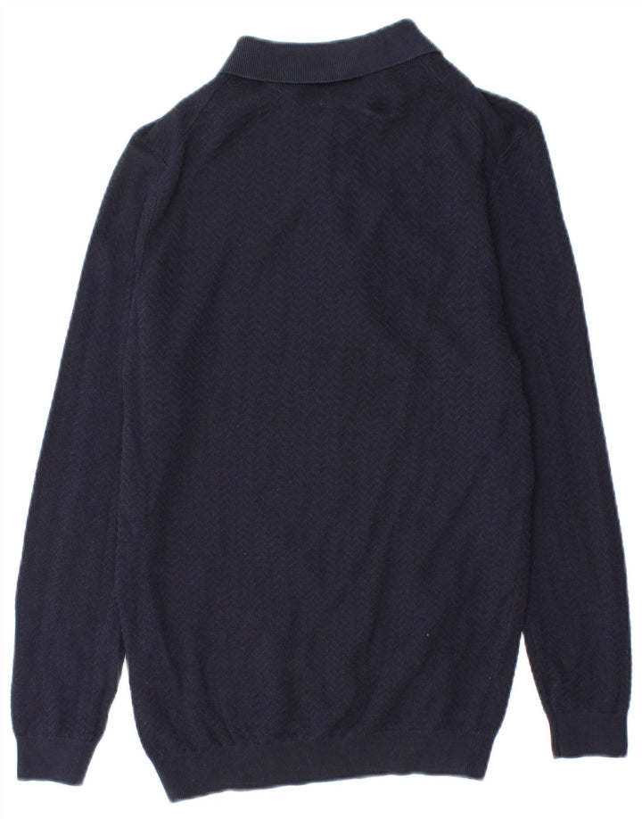 Zara Hombre Polo Neck Jumper Sweater Medio Azul Marino