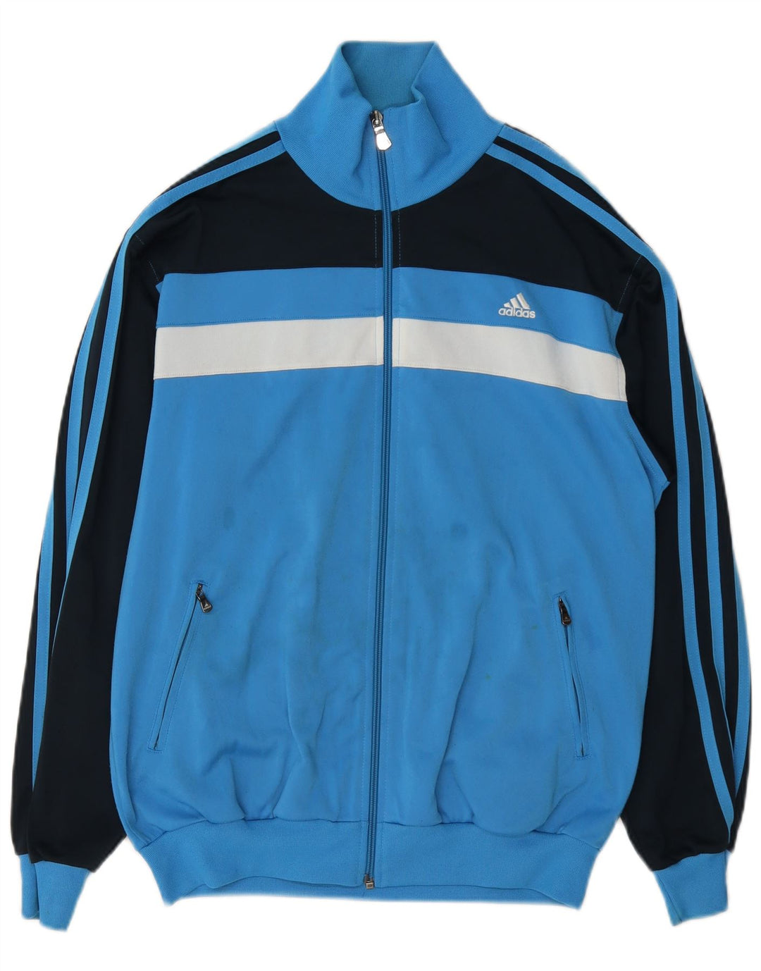 Adidas Hombre Chándal Top Chaqueta UK 36/38 Pequeño Azul Colorblock Poliéster