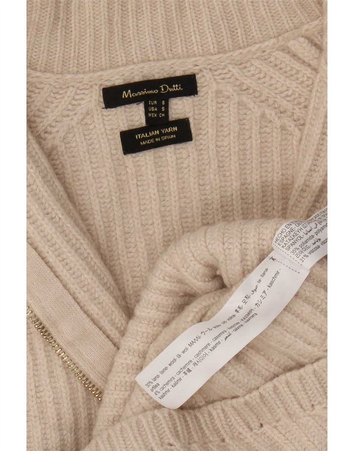 Massimo Dutti Cárdigan Extragrande para Mujer UK 10 Small Beige Lana