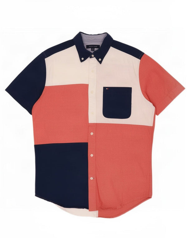 Tommy Hilfiger Camisa de manga corta para hombre Small Multicolor Colourblock