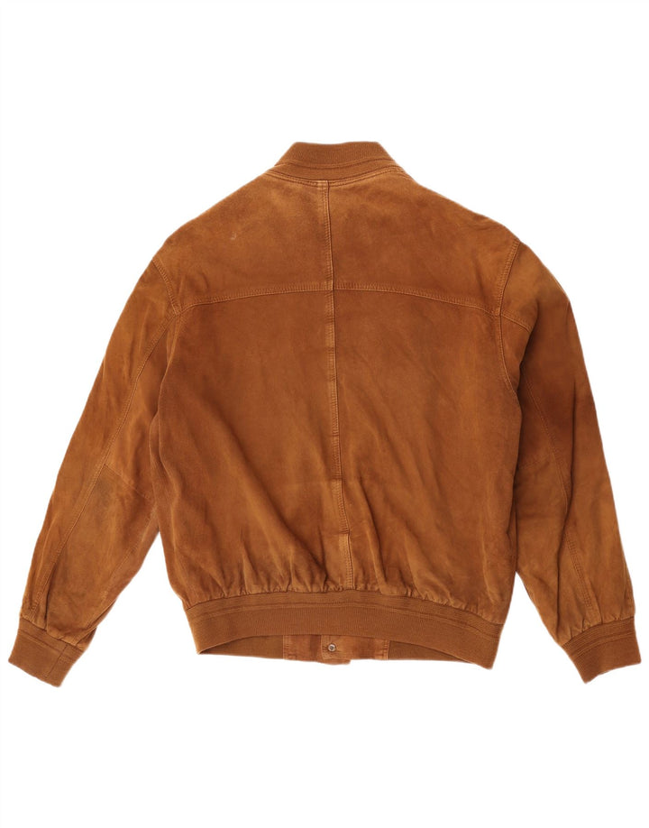 Vintage hombres ante bomber chaqueta IT 50 cuero marrón grande