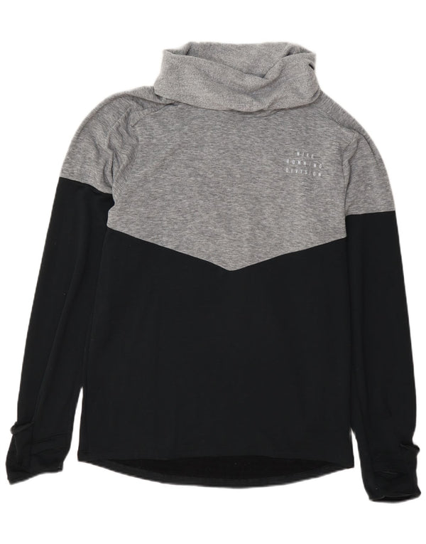 Nike Mujer Therma-Fit Roll Neck Sudadera Jersey Pequeño Gris Colorblock