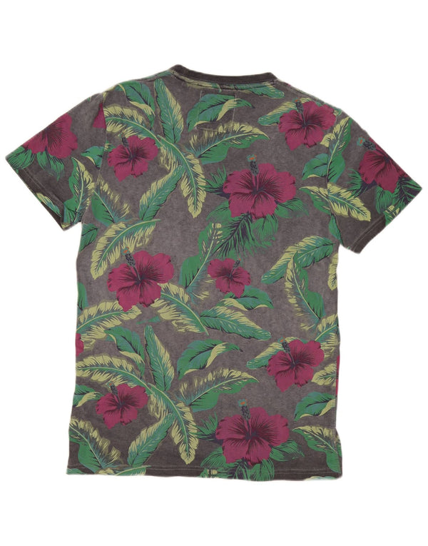 Superdry Camiseta gráfica para hombre Top grande de algodón floral gris