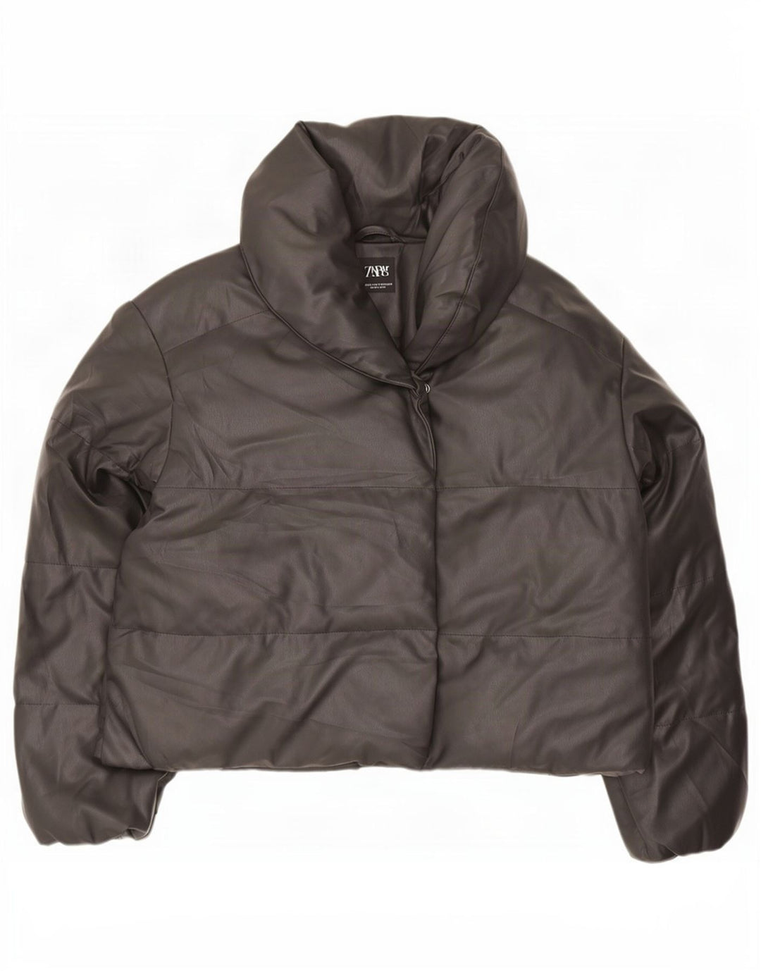 Zara Mujer Crop Chaqueta Acolchada Extragrande UK 6 XS Poliéster Negro