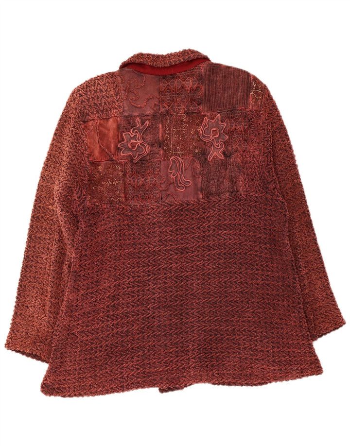 Vintage mujer bombardero chaqueta Reino Unido 14 medio granate floral