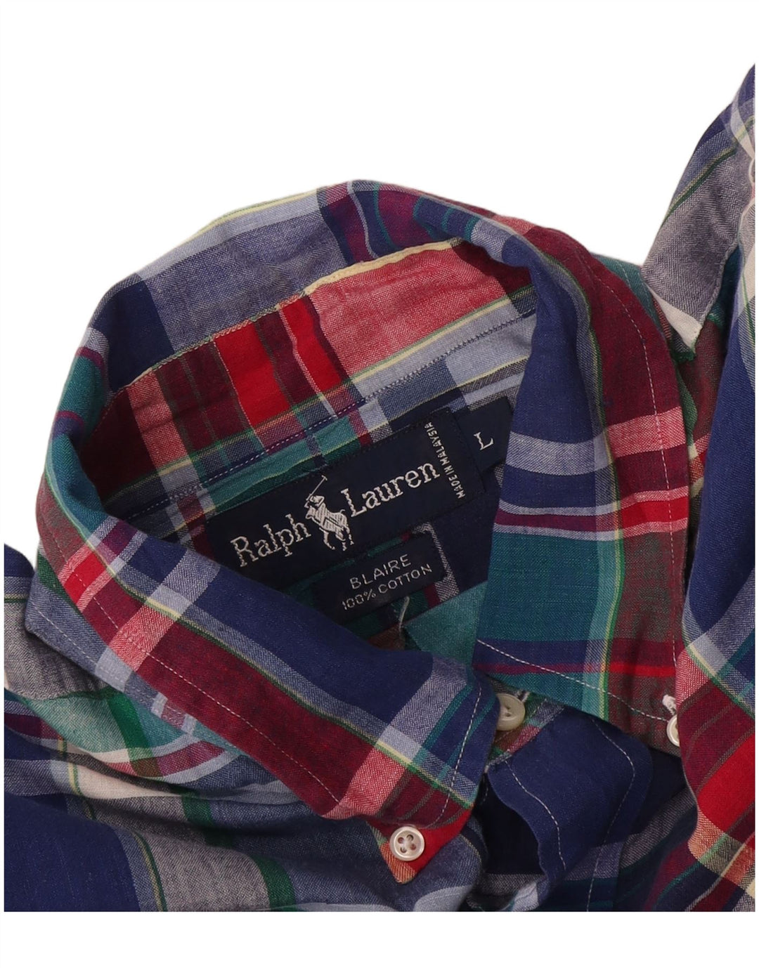 Ralph Lauren Camisa de manga corta Blaire para hombre, cuadros multicolores grandes