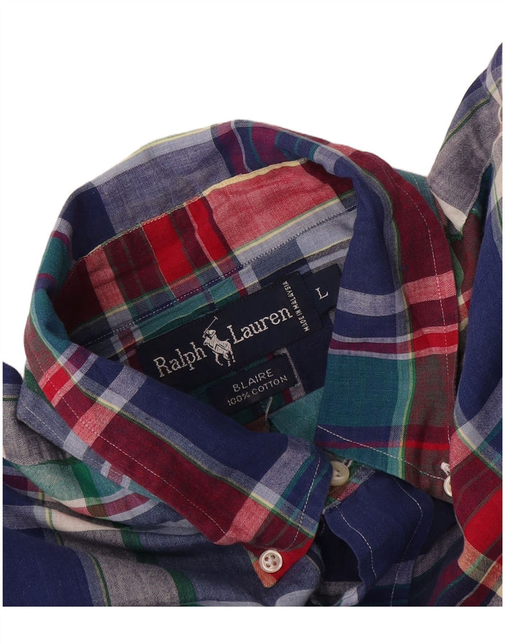 Ralph Lauren Camisa de manga corta Blaire para hombre, cuadros multicolores grandes