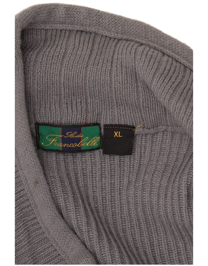 Vintage Hombres Cardigan Suéter XL Gris