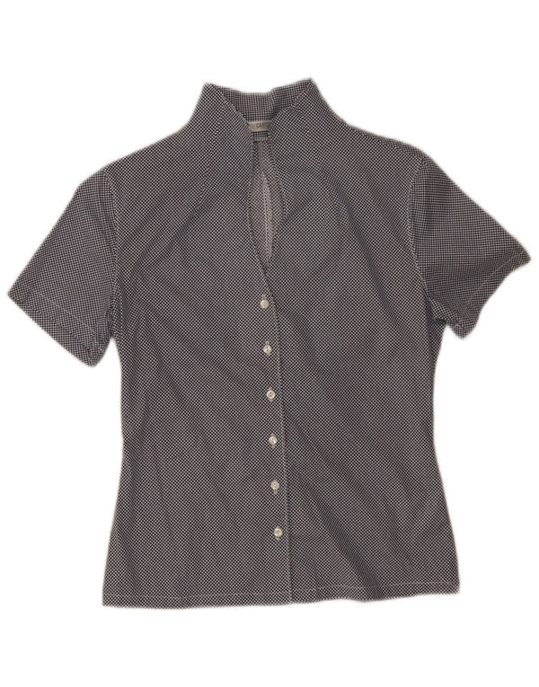 Naracamicie Camisa de manga corta para mujer UK 8 Small Azul marino Spotted Cotton